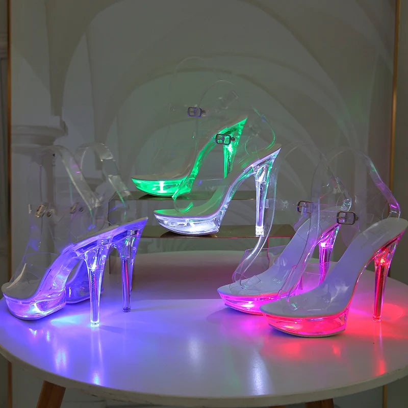 Women Luminous Transparent  Light Up Glowing Sandals