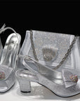 Elegant Rhinestone Shoes with Matching HandBag