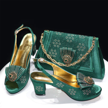 Elegant Rhinestone Shoes with Matching HandBag