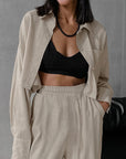 Simple Casual Loose Shirt Pants Two-piece Set