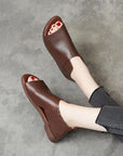 New Handmade Flat Soft Leather Soft Bottom Cover Heel Roman Shoes