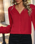 Women's Wear Long Sleeve Red Shirt