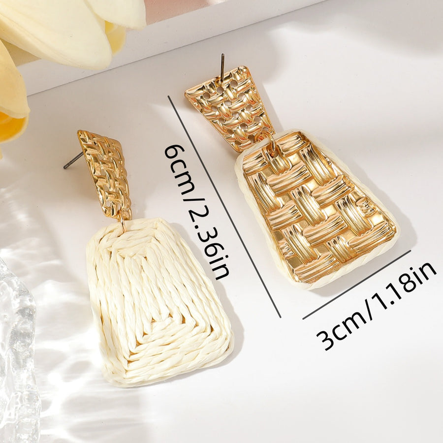 Raffia Earrings Women's Fashion Trapezoidal Alloy