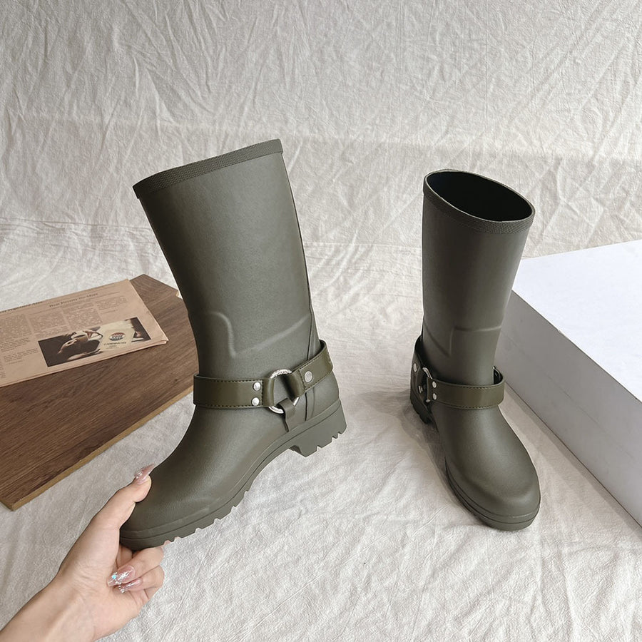 Below The Knee Buckle Knight Boots Waterproof