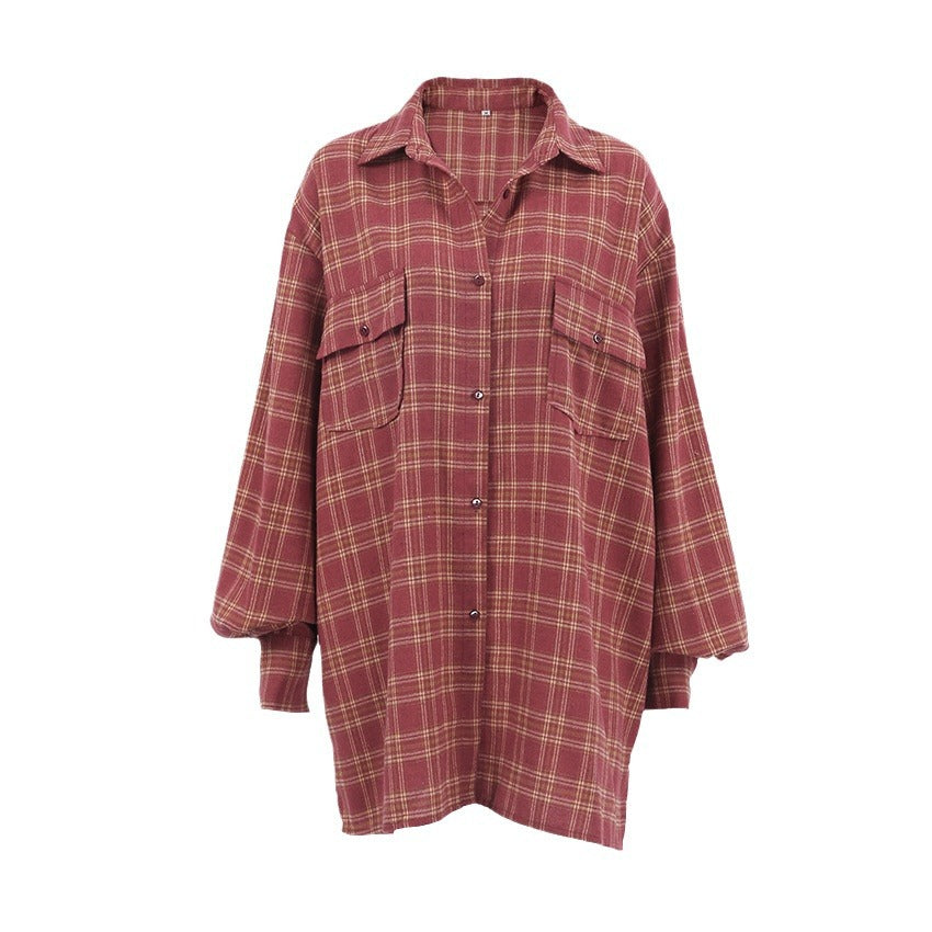 Vintage Scottish Plaid Loose-fitting Shirt