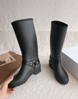 Below The Knee Buckle Knight Boots Waterproof