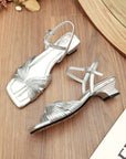 Square Toe Open Toe High Heel Slippers