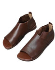 New Handmade Flat Soft Leather Soft Bottom Cover Heel Roman Shoes