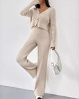 Women's Clothing Straight-leg Pants V-neck Washing And Drying Suit