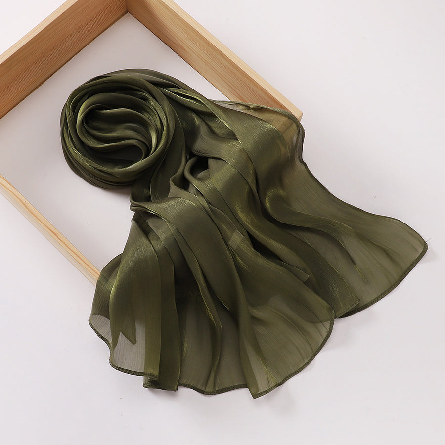 Breathable Cool Island Satin Smooth Silk Scarf