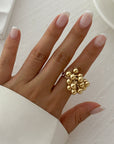 Alloy Winding Geometric Corrugated Pearl Ring