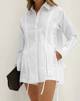 Women's Design Lace-up Cotton Shirt Shorts Suit