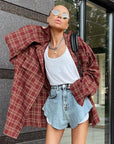 Vintage Scottish Plaid Loose-fitting Shirt