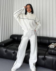 Women's Suit Long Sleeve Half Turtleneck Cardigan Trousers