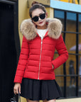 Women's Cotton-padded Coat Plus Size Short Fur Collar Slim Quilted Coat