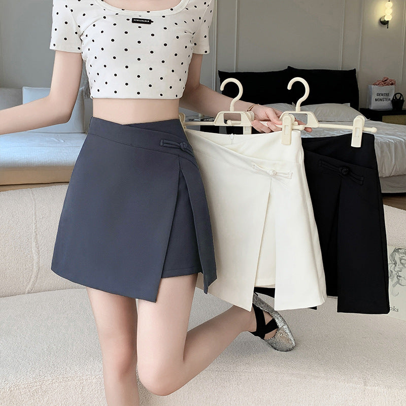 Retro Buckle Lace-up Skirt Women