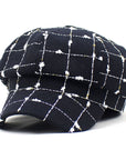 Black And White Plaid Woolen Hat Casual