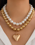 Ornament Pearl Heart Clavicle Chain Beaded Heart-shaped