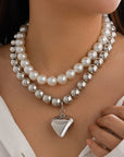 Ornament Pearl Heart Clavicle Chain Beaded Heart-shaped