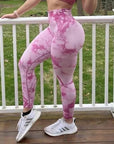 Tie-dye Peach Hip Yoga Pants Plus Size Seamless Hip-lifting Trousers