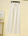 Elastic High Waist Pure Color Knitted Wide-leg Trousers