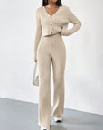 Women's Clothing Straight-leg Pants V-neck Washing And Drying Suit