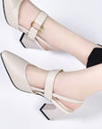 Women's Casual Square Toe Horseshoe Heel Chunky Heel Sandals