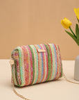 Rainbow Straw Bag Woven Camera Bag All-match Girls Crossbody Bag