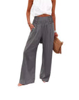 Casual Elastic High Waist Women's Cotton Linen Wide Leg Pants