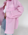 Women's Preppy Style Sweet Pink Striped Loose Outer Cotton Shirt