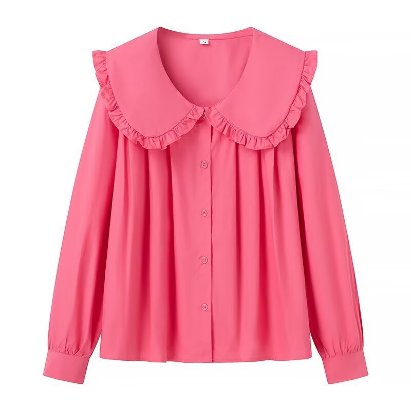 Women's Doll Collar Long-sleeved Casual Shirt