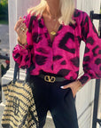 Fashion Special V-neck Long Sleeve Bohemian Leopard Top