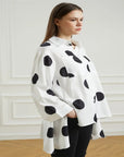 Long Sleeve Polka Dot Chiffon Temperament Commute White Lapel Shirt