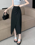 French Style Pleated High Waist Suit Skirt For Women