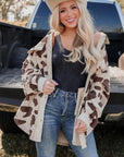 Cardigan Top Leopard Print Single-breasted Mid-length