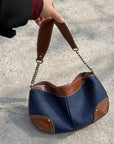 Denim Dumpling Shape Underarm Bag