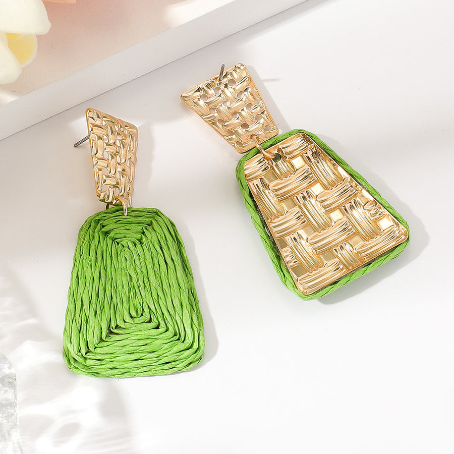 Raffia Earrings Women's Fashion Trapezoidal Alloy