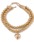 Ornament Pearl Heart Clavicle Chain Beaded Heart-shaped