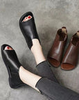 New Handmade Flat Soft Leather Soft Bottom Cover Heel Roman Shoes