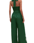 Printing Series Belt Halter Backless Jumpsuit For Women