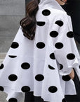 Long Sleeve Polka Dot Chiffon Temperament Commute White Lapel Shirt