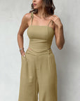 Fashion Cotton And Linen Short Vest Pants Two-piece Set