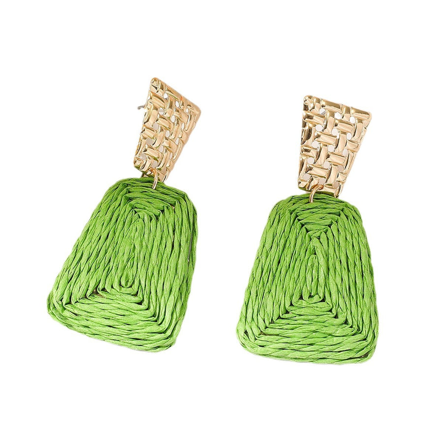 Raffia Earrings Women's Fashion Trapezoidal Alloy