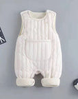 Autumn And Winter Clothing Fleece-lined Quilted Outwear Newborn Overalls