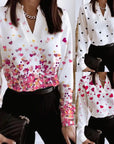 Women's Casual Long-sleeved V-neck Heart Printing Shirt