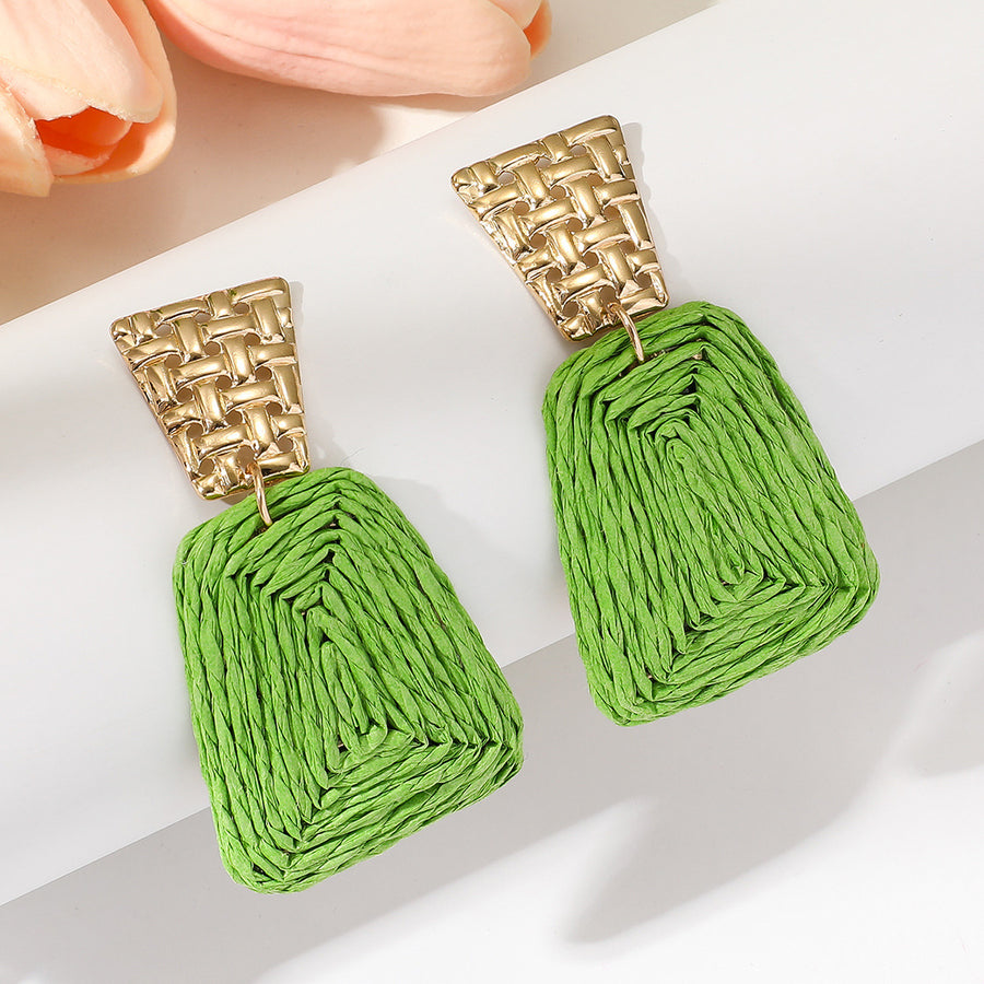 Raffia Earrings Women's Fashion Trapezoidal Alloy