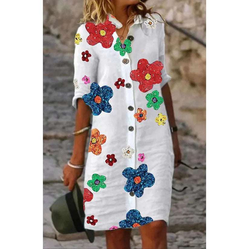 Women's Pattern Cotton And Linen Dress