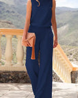 Solid Color Sleeveless Loose Jumpsuit Women