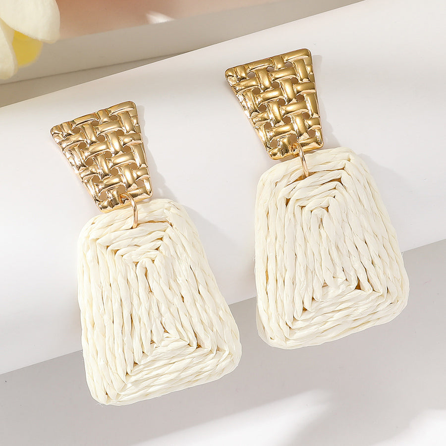 Raffia Earrings Women's Fashion Trapezoidal Alloy