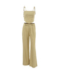 Fashion Cotton And Linen Short Vest Pants Two-piece Set